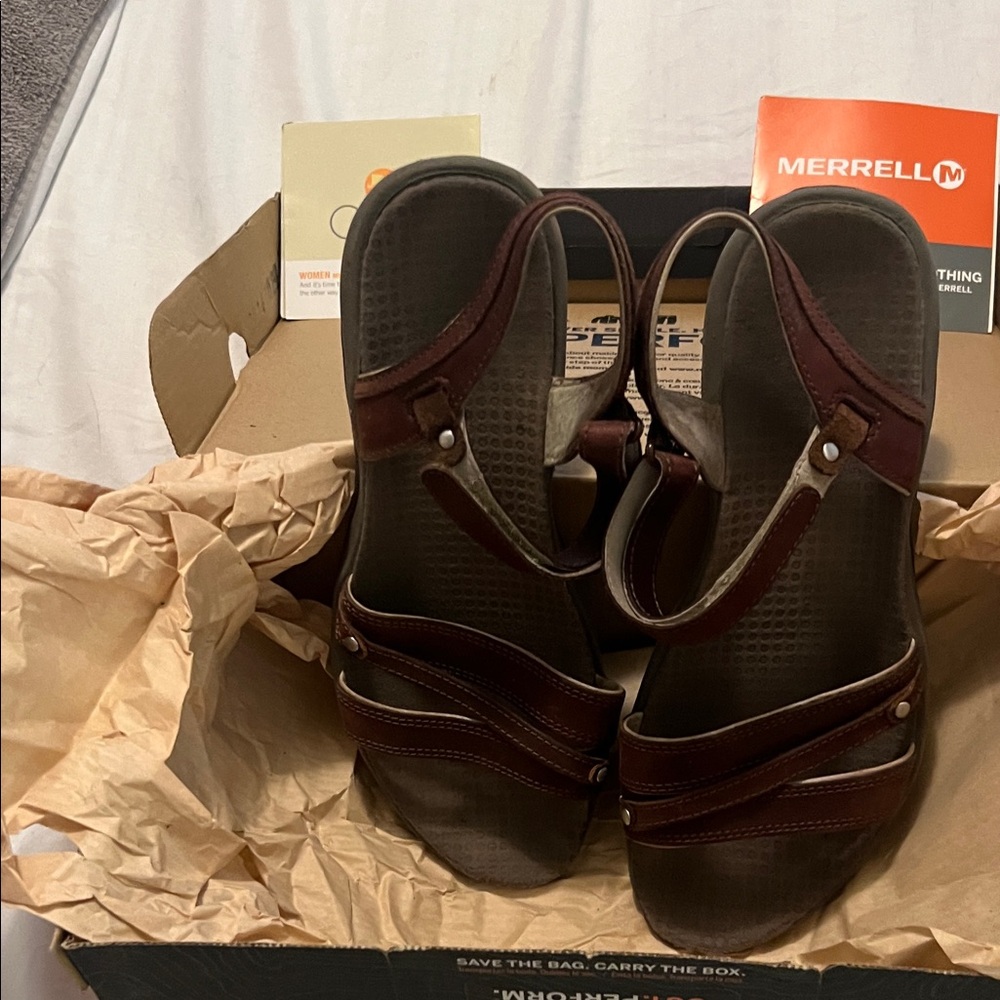 Merrell Dark Brown Leather Sandals